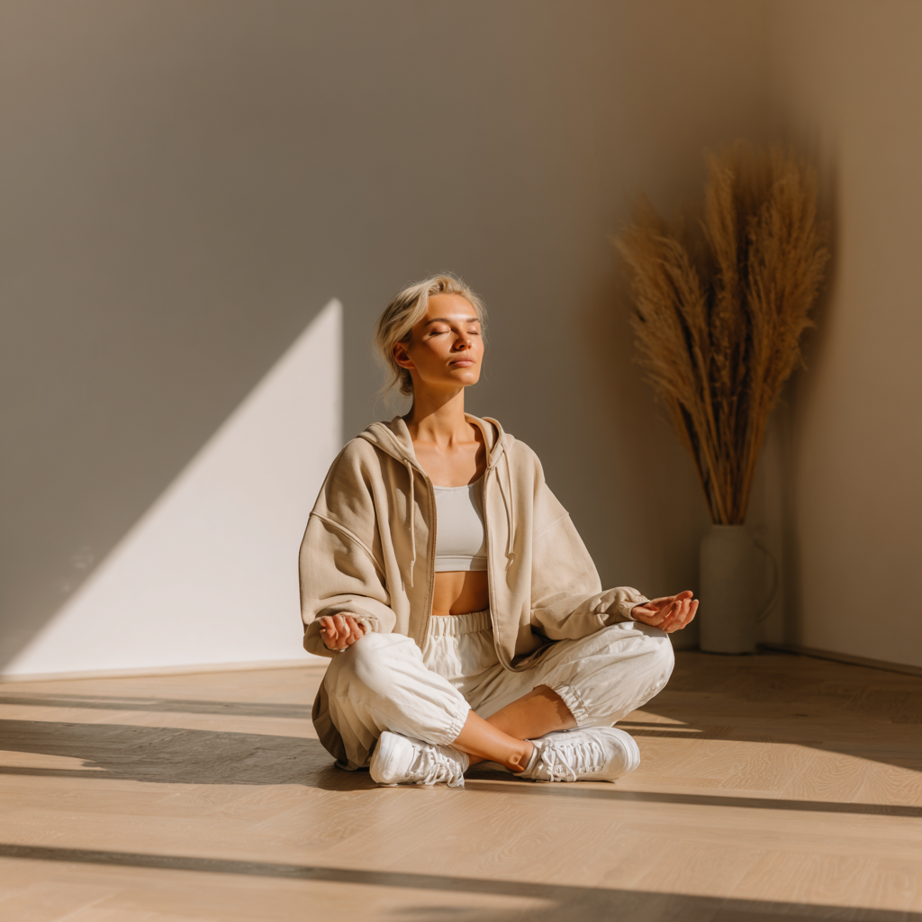 Жена практикува йога в спокойна среда